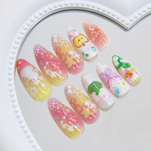 Adhesivos de <span class=keywords><strong>Uñas</strong></span> <span class=keywords><strong>con</strong></span> <span class=keywords><strong>Pegamento</strong></span>, Estilo Europeo y Americano, Lindos, 3D, <span class=keywords><strong>con</strong></span> Diseño de Frutas, Burbujas, Mariposas, Flores, Gatos y Almendras, Dulces y Modernos - Product Image 2