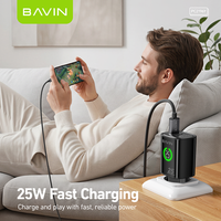 BAVIN Promo Panas Charger Dinding LED Pintar PC2196Y Berkualitas Tinggi EU Pd Qc3.0 25w dengan Kabel Usb