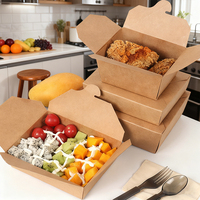 Boîte à lunch écologique recyclable en papier de qualité alimentaire pour sushis, frites, poulet frit, ailes de poulet, hamburgers avec doublure en éponge
