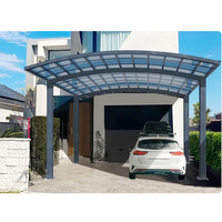 Abri de voiture moderne en alliage d'aluminium durable, imperméable, avec revêtement en poudre, double carport, toit en polycarbonate