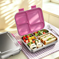 Boîte à lunch bento pour enfants Risheng OEM en acier inoxydable 304 de qualité alimentaire, compatible micro-ondes, lave-vaisselle, étanche avec joint en silicone