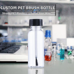 Customized Logo 5ml 10ml 15ml Plastic <b>PET</b> Screen Printed for <b>Brush</b> Bottle with Black or White <b>Brush</b> Cap for Glue Painting - Product Image 2