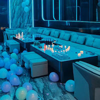 Canapé de bar lounge moderne pour discothèque, banquette modulaire VIP pour hôtel, sièges LED, ensemble de bar KTV, mobilier de salon en acier inoxydable
