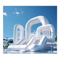 Château gonflable durable et imperméable en PVC, 13x13 pieds, blanc, pour mariage, fête, ou événement