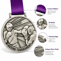 Medaglia Personalizzata in Fusione Sotto Pressione con Rilievo, Argento Anticato, con Nastro per Tornei e Premi Sportivi