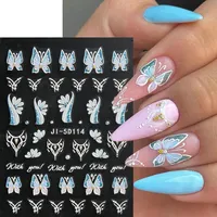 Stiker Seni Kuku 3D/5D Logo Kustom Bunga Timbul Kupu-kupu Dekorasi Kuku Perekat Sendiri Dirancang untuk Wanita dan Gadis