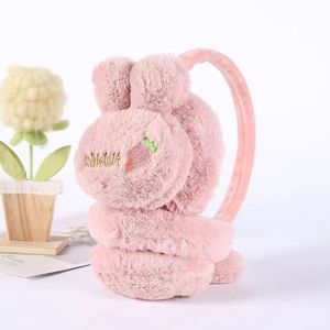 Orejeras de peluche con orejas de conejo, color rosa claro, calentadores de orejas de invierno con diseño de dibujos animados para niños - Product Image 1