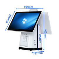 Terminal de point de vente professionnel tout-en-un Leiling à double écran tactile 15,6 pouces Full HD avec caméra intégrée, scanner, Intel I5