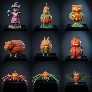 Calabaza 3D de Halloween <span class=keywords><strong>con</strong></span> diseños de gallina, rata, araña, ratón, hombre lobo, fantasma, bruja, esqueleto sin cabeza, de 100 cm, en resina, para árbol o banco - Product Image 6