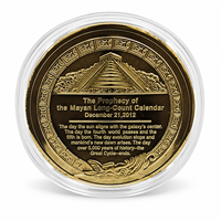 Pièce de monnaie prophétique du calendrier maya 2026, relief 3D, plaqué or et argent, en fer, 2 couleurs, avec boîte de présentation