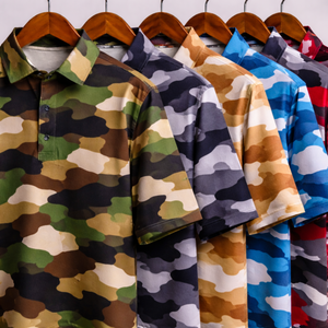 Chemises polo de golf tactiques camouflage de haute qualité, anti-rides, multicolores, imprimées camouflage, personnalisées avec logo brodé - Product Image 1