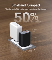 Cargador de Laptop HNT GaN de 65W Tipo C, Carga Rápida EU/US/UK, 2C1A, Cargador de Pared para Celular, para Macbook, Samsung, Teléfono Móvil