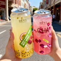 Bouteille en PET transparente jetable YW avec anneau de traction, pot en plastique pour thé aux bulles, jus de fruits, soda, boissons froides, canettes PET personnalisées imprimées