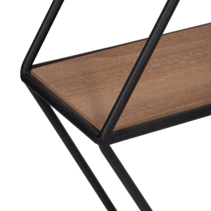 Mensola Esagonale da Parete in Metallo e Legno con Specchio per Soggiorno e Ingresso - Product Image 5