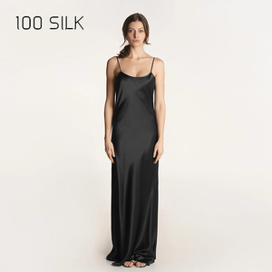 Abito <span class=keywords><strong>da</strong></span> <span class=keywords><strong>notte</strong></span> Sexy <span class=keywords><strong>da</strong></span> donna con cinturini lunghi estivi e indumenti <span class=keywords><strong>da</strong></span> <span class=keywords><strong>notte</strong></span> in seta di gelso senza maniche elegante e traspirante elegante - Product Image 6