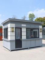 Kiosque extérieur préfabriqué personnalisé en structure acier chinoise, pliable, pour poste de sécurité, avec panneaux sandwich, étanche et résistant au vent