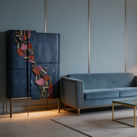 Aparador de Lujo Italiano, Moderno, de Diseño, de Acero Inoxidable, Mueble para Vinos, de Madera, con Doble Puerta, Creativo y Personalizado