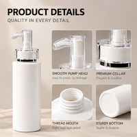 Bouteilles de lotion en plastique HDPE blanc avec logo personnalisé, 100/200/250/300/500 ml, blanches pour l'emballage de gel douche et de shampoing