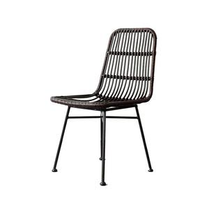 Chaise de salle à manger d'extérieur empilable confortable et durable en rotin PE avec cadre en aluminium de style moderne pour restaurant, cuisine, salon - Product Image 3