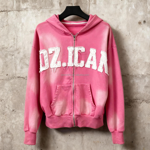 Sun Faded Streetwear Sudaderas con cremallera de gran tamaño de alta calidad Essentials Bordado Sudadera con capucha Diseñador Acid Wash Zip up Hoodie Hombres - Product Image 1
