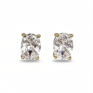 Orecchini Classici con Diamanti Taglio Ovale in Oro Massiccio 18K, Colore G, Diamanti Naturali Certificati GIA, Gioielli da Fidanzamento per Donne - Product Image 1
