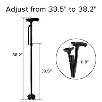 Canne de marche pliable en aluminium avec lumière LED, bâton de marche à quatre pieds réglable en hauteur pour personnes âgées, béquille antidérapante et stable