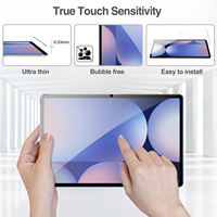 Protection d'écran en verre trempé anti-rayures 2.5D 9H pour tablette Samsung Galaxy Tab S7+/S8+/S9+/S10+/S7FE/S9FE 12.4 pouces
