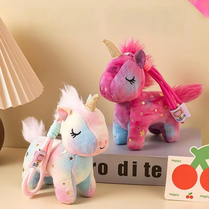 Porte-clés licorne en peluche JM, petit cheval, breloque pour sac d'école, poupée mignonne, décoration suspendue, cadeau - Product Image 1