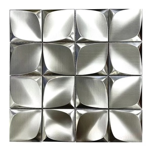 Mosaico <span class=keywords><strong>de</strong></span> Acero Inoxidable 3D con Efecto Cepillado, Patrón <span class=keywords><strong>de</strong></span> <span class=keywords><strong>Flores</strong></span> Mixtas, Azulejo Metálico - Product Image 2