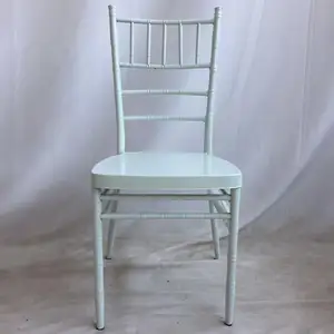 Cadeira de casamento de resina branca dourada, barata, empilhável, de metal, cadeira chiavari para venda