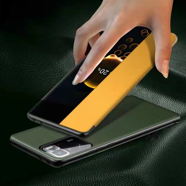 Factory Direct Supply Shockproof Smart Window Flip Leather Phone Case for Redmi Note 11 4G Wallet Mobile Case Cover