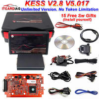 [Envío desde EE. UU.] Programador de ECU Kess V2 V5.017 Online 2.80 EU Rojo con Kit de Ajuste OBD2 y Herramientas KTAG V7.020 Compatible con Autos y Camiones