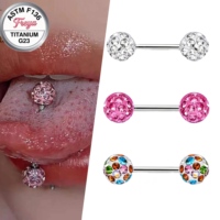 ASTMF136 Piercing en Titane entièrement serti de diamants pour Cartilage d'oreille, Hélix, Sourcil, Labret, Septum, Barbell et Anneau Fer à Cheval