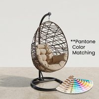 Fauteuil suspendu œuf de luxe pour patio avec support, chaise longue de jardin en osier imperméable pour hôtel et balcon