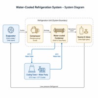 Unité de condensation à refroidissement par eau sur mesure pour congélation rapide, réaction chimique, moulage par injection, stockage frigorifique et climatisation