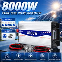 Convertisseur de tension à onde sinusoïdale pure 2026 8000W pour énergie solaire, DC12V 24V 48V 60V 70V vers AC110V 220V, pour maison, camping-car, hors réseau
