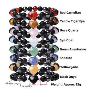 Braccialetto Elastico con Perline di Quarzo Rosa a Forma di Cuore e Rotondo, Pietra Naturale, Trendy e Carino, per Donne, Regalo di Anniversario di Matrimonio - Product Image 6