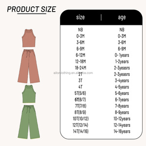 Ensemble 2 pièces pour filles en tissu de yoga avec bordure brodée festonnée, débardeur sans manches et pantalon large, personnalisable - Product Image 5