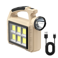 Lanterne de camping COB rechargeable par USB, lampe LED portable, ABS, haute luminosité, lampe torche alimentée par énergie solaire pour le camping en plein air, en cas d'urgence