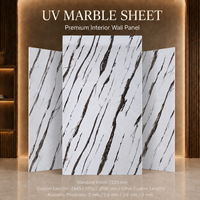 Lembaran Marmer UV MORLENX Putih Hitam Linear Vein, Panel Dinding PVC High Gloss untuk Proyek Interior Villa Modern