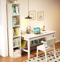 Bureau d'étude en bois massif avec étagère et tiroirs, table d'ordinateur pour bureau à domicile, vente en gros pour chambre et appartement