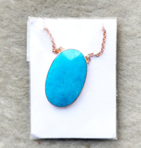 Parures de bijoux artisanales en argent sterling 925 avec pierres précieuses, collier en turquoise, pendentif ovale naturel simple, détails élégants, style moderne - Product Image 2