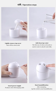 Humidificateur ultrasonique portable de 250 ml, mini, alimenté par USB-A, aromathérapie, lumière LED nocturne, couleur changeante, brume fraîche pour voiture, 1 an OEM - Product Image 5