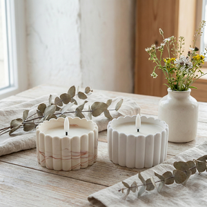 Vela LED en Forma de Pilar de Yeso con Llama 3D y Temporizador, Funciona con Batería, Vela LED Votiva - Product Image 2