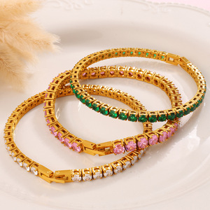 Tennis <b>Bracelet</b> For Women Zinc Alloy Channel Setting Zircon <b>Ball</b> Chain Party Jewelry Set - Product Image 2