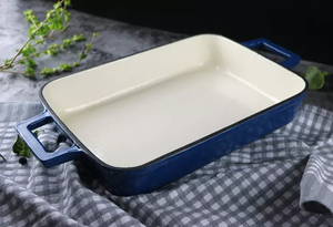 Colored <strong>Enamel</strong> Bakeware Rectangle Countertop Roasting <strong>Pan</strong> Large Lasagna Baking <strong>Dishes</strong> Loaf <strong>Pan</strong> with Two Hollow Handles - Product Image 4