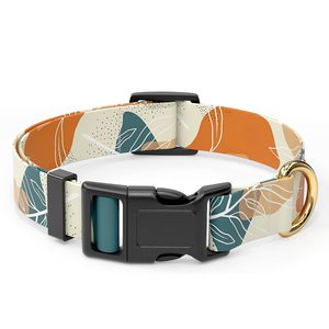 Benutzer definierte Gummi Label Logo Luxus Haustier Zubehör Robustes Polyester Nylon Gurtband Druck Hunde halsband - Product Image 4