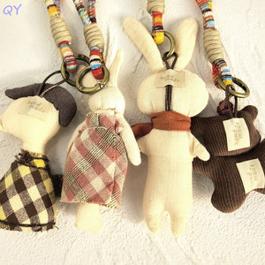 Porte-clés en peluche de coton fait main QY, breloque de sac animal de dessin animé, pendentif à lanière perlée, accessoire cadeau - Product Image 4