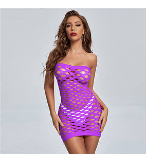 Robe Tube moulante vidéo Sexy pour femmes avec gros body <span class=keywords><strong>en</strong></span> résille ODM approvisionnement dentelle strass décoration costume de <span class=keywords><strong>Lingerie</strong></span> chaude - Product Image 6