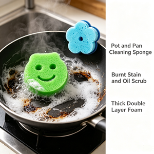 Esponja de Cocina Redonda Happy Face, Ecológica, Antiarañazos, de Secado Rápido, para Lavar Platos y Uso Doméstico - Product Image 2